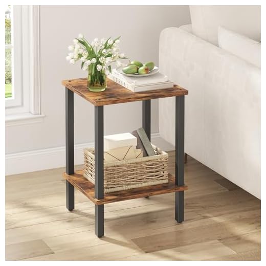 TUTOTAK End Table, Side Table, Nightstand, 2-Tier Storage Shelf, Sofa Table for Small Space, Living Room, Bed Room TB01BB034