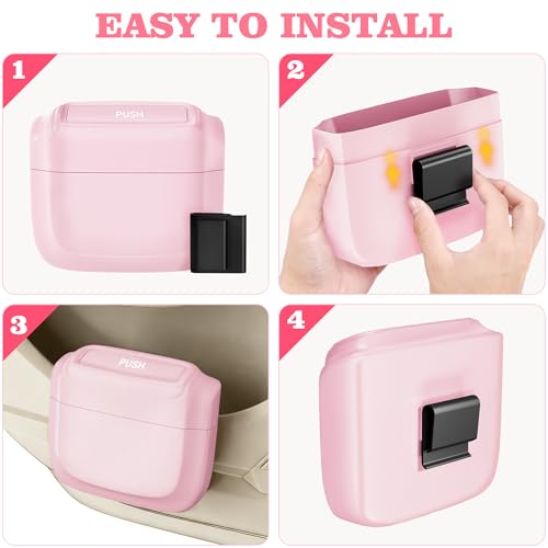 Image of Car Trash Can with Lid, Built-in Storage Garbage Bag, Leakproof Vehicle Trash, Car Accessories for Interior, Mini Garbage Bin for Automotive, Office, Kitchen, Bedroom, with 30pcs Trash Bags,2Pcs