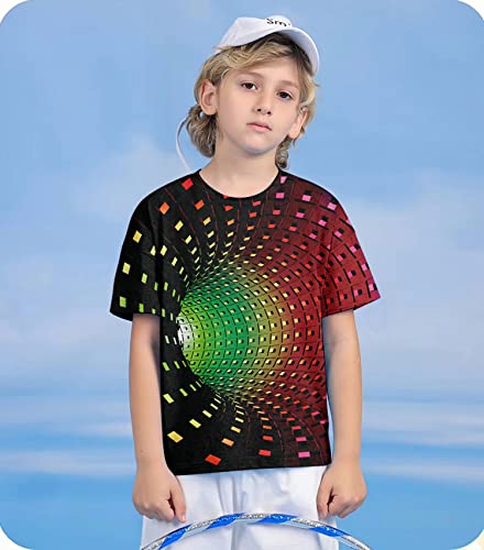 Youth Big Boys Girls 3D Hole Shirts Cool Illusion Graphic Tee Spiral T-Shirts Active Tshirts Size 9-12 Years #TOP4