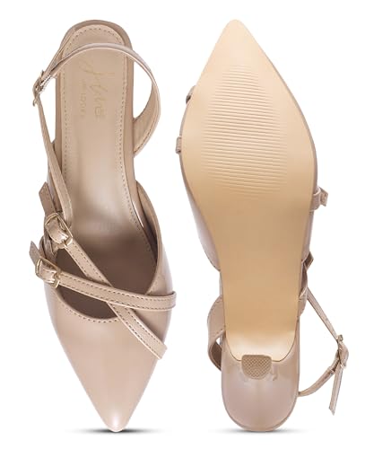 Image of JM LOOKS Kitten Heels for Women Pointed Toe Pumps Low Heel Slingback Heels with Buckle Dress Shoes for Dating Party Working