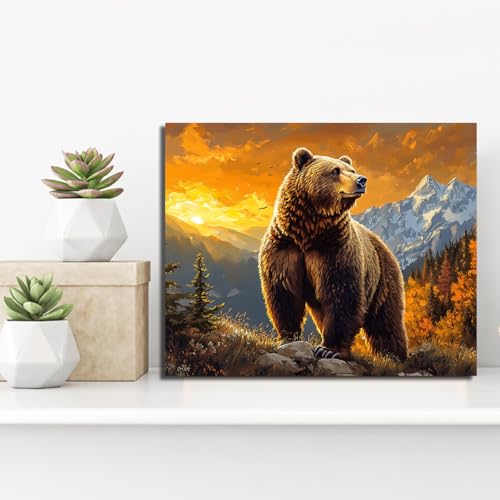 Poster ours brun et forêt rustique 40x50cm sans cadre - 3