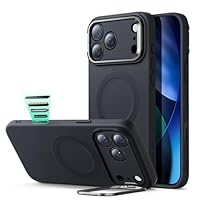 ESR Coque en Silicone pour iPhone 17 Pro, Protection Commande de la Caméra, Compatible avec MagSafe, Protection Antichute de Qualité Militaire, Support Stash, Série Cloud,Noir