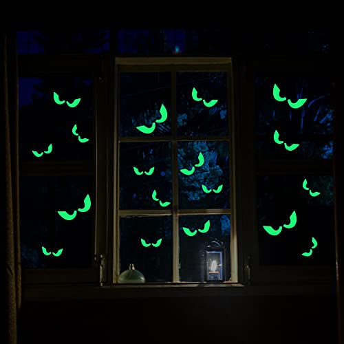 EIDIND Halloween Glow in The Dark Eye Wall Decals, 36 Pairs Glowing Eyes Stickers Peeping Eyes Luminous Sticker, Spooky Halloween Party Decorations for Windows Walls Ceilings Doors