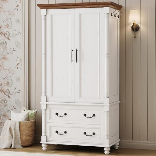 LIKIMIO Farmhouse Armoire Wardrobe Closet...