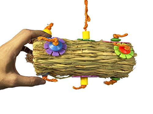 Birds LOVE Coconut Fiber Burrito Parrot Toy, Foraging and Preening Fun for Medium Birds