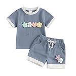 Toddler Baby Girl Outfits Floral Summer Clothes Infant Spring Waffle Short Sleeve Shirt Tops Cute Shorts Set
