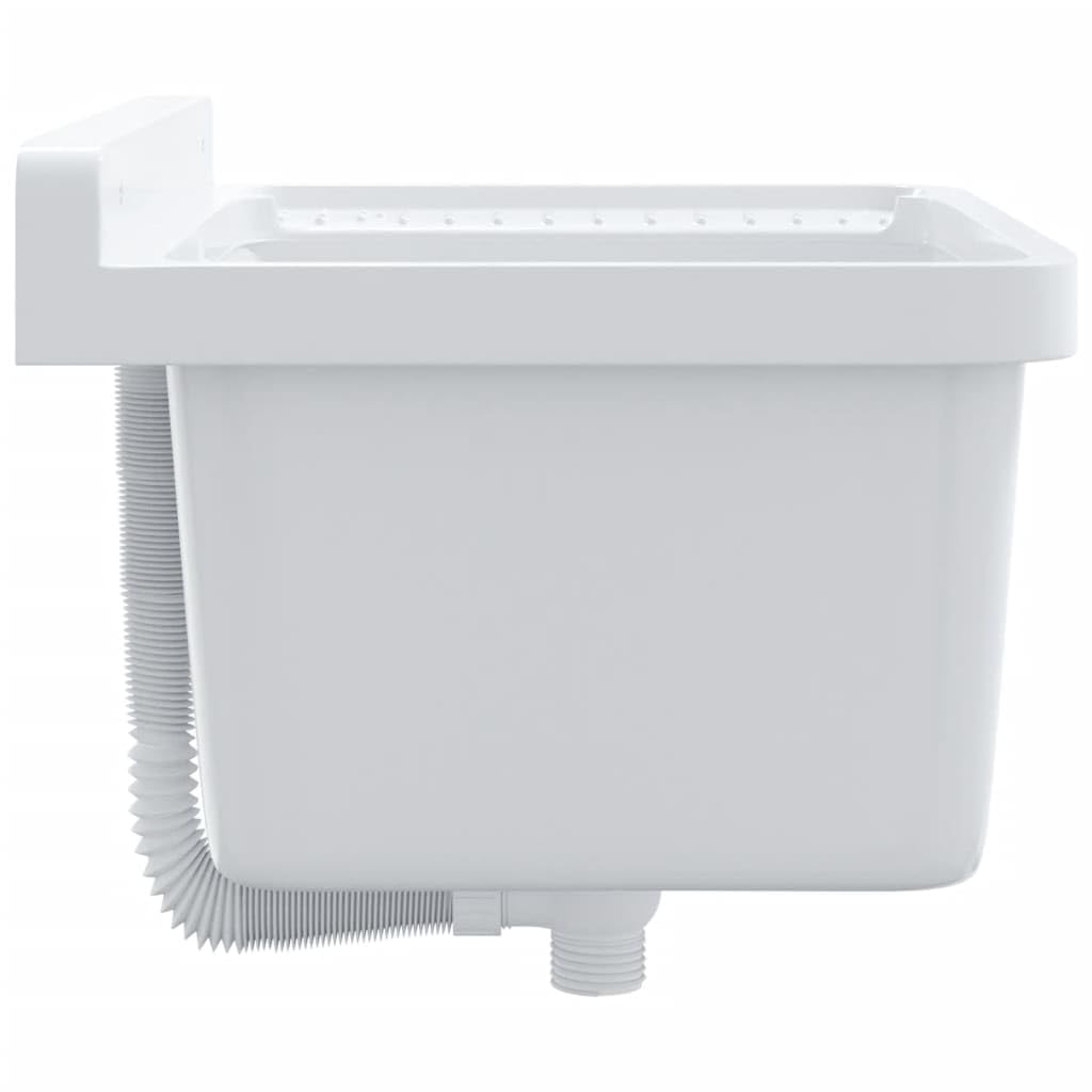 Évier Mural en Résine, Évier pour Buanderie Garage Lavabo Bac de Lavage Extérieur blanc 50x35x24 cm résine
