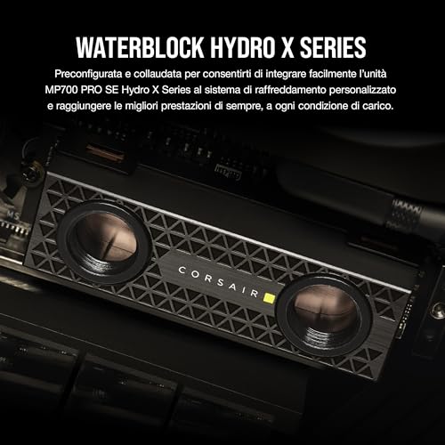 MP700 PRO SE Hydro X Series 4 TB M.2 PCIe Gen5 x4 NVMe 2.0 SSD – M.2 2280 – Fino a 14,000MB/sec Sequential Read – TLC NAND ad Alta Densità – Waterblock Pre-Installato – Nero - Hdd - Immagine 2