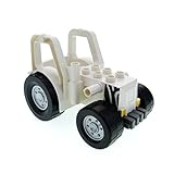  Bausteine gebraucht 1 x Lego Duplo Traktor weiß schwarz Zebra Muster gestreift groß Zoo Safari Auto Trecker Frontlader für Set 4971 47444c01pb01