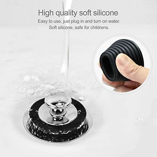 LEKEYE 2 Pack Universal Bath Plug, Drain Stopper for Bathtub and Bathroom Sink Drains, Suitable for 25mm-47mm Drain holes, Black and Gray(Patented Product)