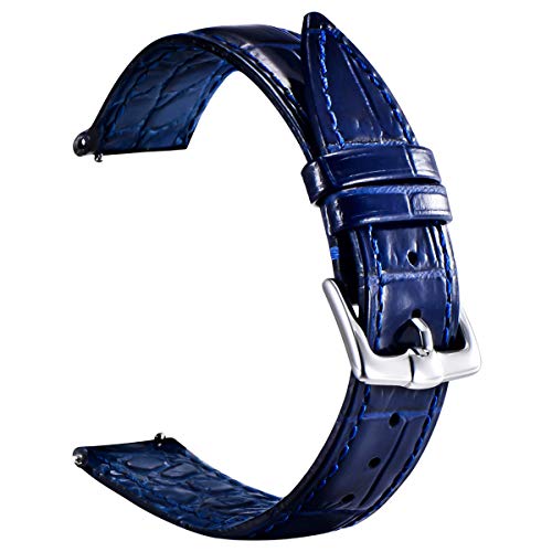 Quick Release Leather Watch Straps Soft Alligator Embossed for Digital Analogue Smart Watches With Stainless Steel Buckle, Men and Women Military Watch Bands,Belts/Bracelets Clasp Size 20mm 22mm