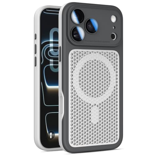 Coque iPhone 16 magnétique anti-surchauffe avec coque arrière silicone rigide et couvre-lentille