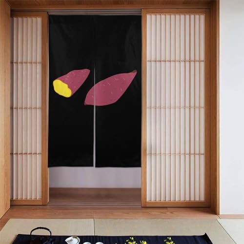 のれん ドアカーテン 暖簾 サツマイモ さつまいも 間仕切り 遮光 キッチン リビング 出入り口 飲食店 幅86cm*丈143cm