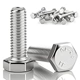 qjuwhua 30 Stück Sechskantschrauben M8x16mm 304 Edelstahl DIN 933 A2 V2A Schrauben Außensechskant Vollgewinde Maschinenschrauben Gewindeschrauben Rostfreier für Metall Holz Kunststoff Aluminium Stahl