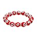 Bling Jewelry Turkish Red Evil Eye Glass Bead Stretch Bracelet for Women Rondelle Crystal Spacers for Protection and Good Luck