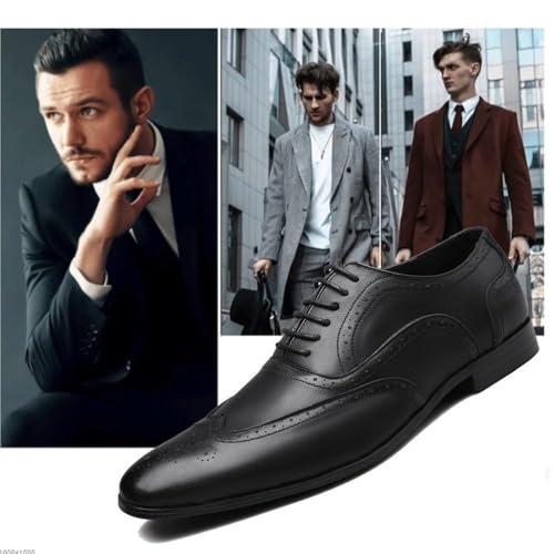 Italian Luxury Men Leather Dress Shoes Lace Up Loafers Round Toe Business Formal Comfortable Wedding Non Slip Genuine Leather Classic Office2