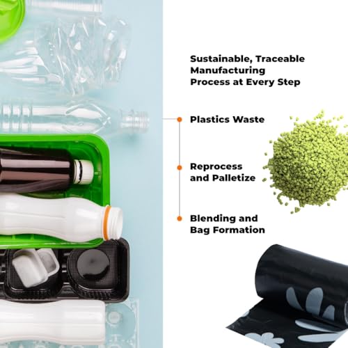 Image of Best Pet Supplies Poop Bags for Dogs, 50% Post-Consumer Recycled Content dog waste bags on rolls, fits all poop bag holders for leashes - Black, 150 Count, Unscented