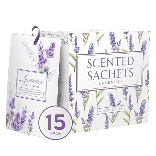 15 Pack Sachets for Drawers and Closets Scented Sachets for Drawers Closet Freshener Sachet for Drawers to Refresh Any Space Sachet Bags Scented Drawer Fresheners for Dresser Lavender