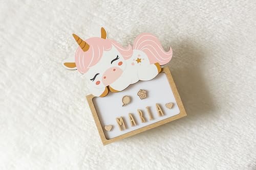 WONDEE Personalisierte Geschenke Baby, Nachtlicht Baby Einhorn, Geschenke zur Geburt, Taufgeschenke für Mädchen und Jungen Personalisierte - Nachttischlampe kinder, baby geschenk personalisiert