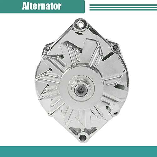 Performance High Output 105 Amp Alternator Chrome 1 Or 3 Wire, Self Exciting Replacement For Gm Chevy 10 Si 10Si Delco Bbc Sbc 1965-1986 1100125 #TOP3