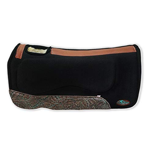 Southwestern Equine Orthoride All Purpose Trail Rider Fleece Bottom Saddle Pad (31 X 32, Black With Desert Rose) #TOP1