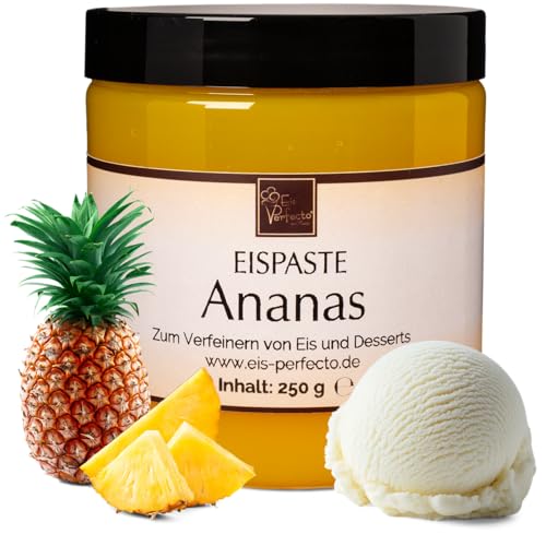 Ananas Eispaste Eis Aroma für leckeres Eis Desserts Spritzige Getränke Pralinen Zum Verfeinern von Eis Getränke Kuchen Tortencremes Eiscreme Inhalt 250 g