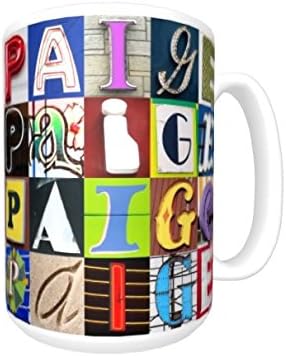 PAIGE Coffee Mug / Cup - using photos of sign letters - personalized