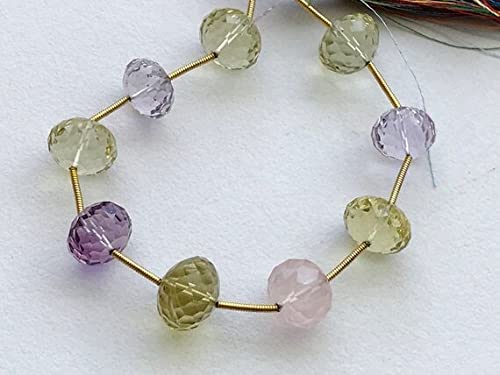 Perles de quartz multicolores naturelles facettées LKBEADS de 11,5 à 12,5 mm pour collier