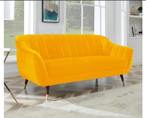 Image of Supernal 3 Seater Sofa Set with Brass tip Legs Perfect Gives Luxurious Look for Home /Living Room /Office /Guest Room /Hotels /Lounge