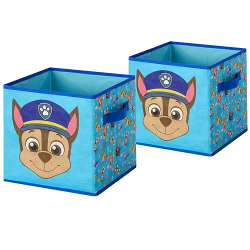 Image of Nickelodeon Paw Patrol Kids Storage Cubes, 2 Pack Foldable Fabric Bins with Handles, Collapsible Organizer Boxes for Bedroom, Playroom & Nursery, Durable Kids Storage Solution