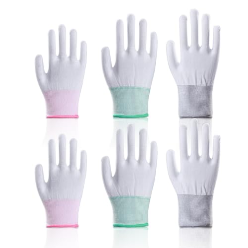 OBYJCA 3 Pairs Heat Resistant Gloves for Hair Styling Heat Protection Proof Gloves for Hair Styling Heat Blocking for Curling Flat Iron and Curling Wand PinkGreen and Grey