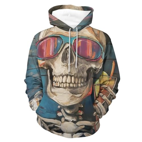 Sweatshirt Pullover Squelette Lunettes de Soleil - Hoodie Manches Longues Gothique S