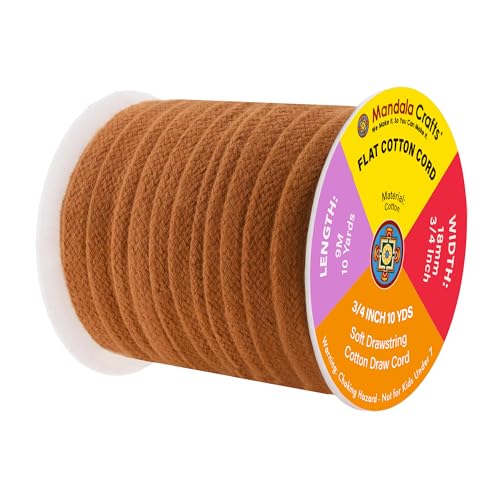 Mandala Crafts 3/4 Inch Russet Brown Flat Drawstring Cord for Hoodies