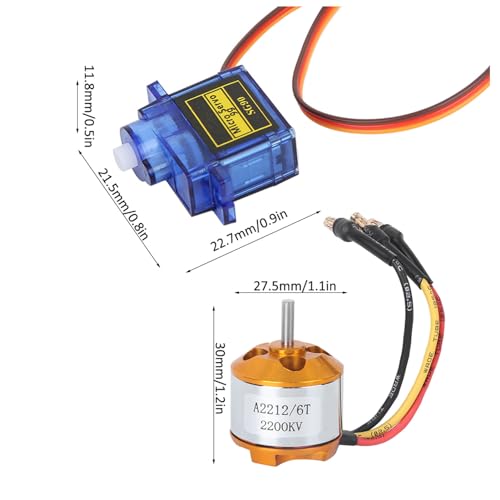 Image of POCREATION Brushless Motor, 2200Kv Versatility Rc Plane Parts Brushless Motor 30A Esc Sg90 9G Micro Servo 6035 Propeller, with T Plug and 3.5Mm Banana