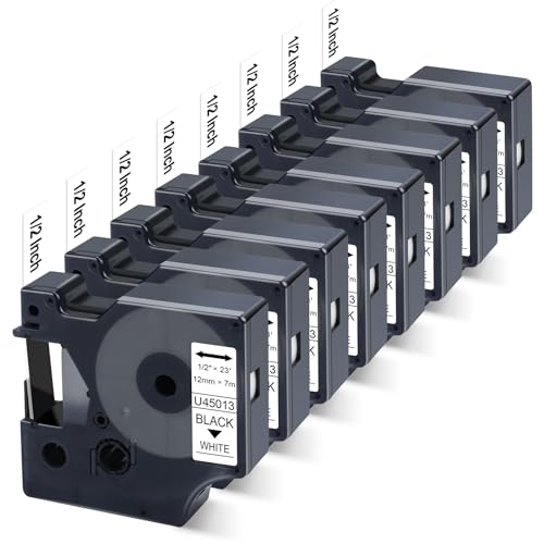 Ruban d'étiquettes D1 45013 noir sur blanc pour LabelManager 160 et 210D Unismar lot de 8