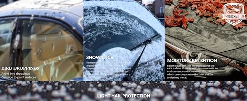 Image of Universal car Cover for Mercedes E350 E500 Waterproof Paint Protection UV rain dust Snow Heat with Zipper Cotton Lining Wind gust Straps (Midsize Sedans 183 inch-195 inch (465-495 cm)
