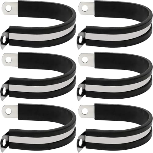 Image of 6Pcs P Clamps Rubber Insulated Clips For UTV Windshield Wire, 1.73 inch (44mm) Quick Connect Holder Bracket For Roll Cage Conduit Pipe Bar Strap Hose Tools Mounting Hardware Cable Wiring Tube Cord Tubing