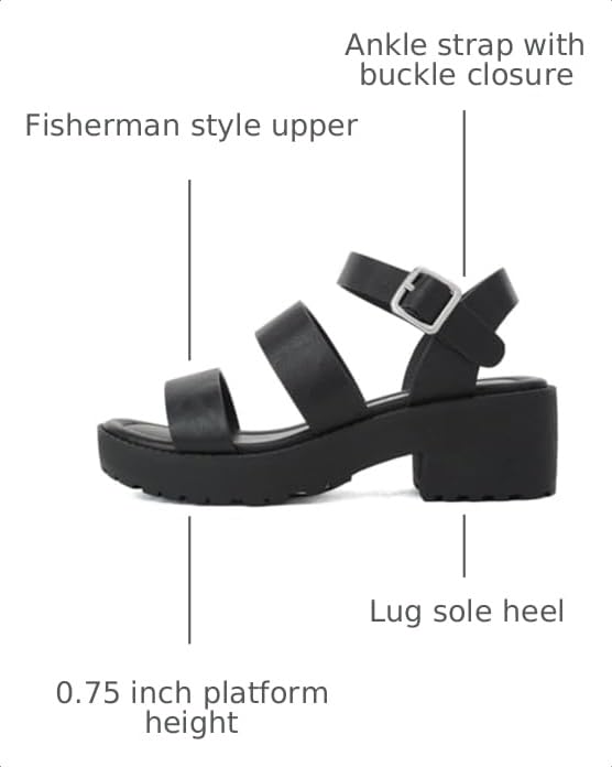 Image of Soda ACCOUNT-2 ~ Little Kids /Children /Girls Open Toe Two Bands Lug sole Fashion Block Heel Sandals with Adjustable Ankle Strap