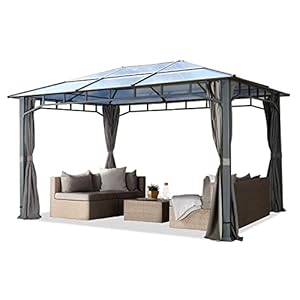 Tuinpaviljoen 3×4 m polycarbonaat dak 8mm waterdicht aluminium deluxe paviljoen 4 zijwanden partytent 9x9cm profiel