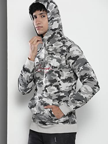 Image of The Indian Garage Co Men Regular Fit Printed Overhead Hooded Sweatshirt