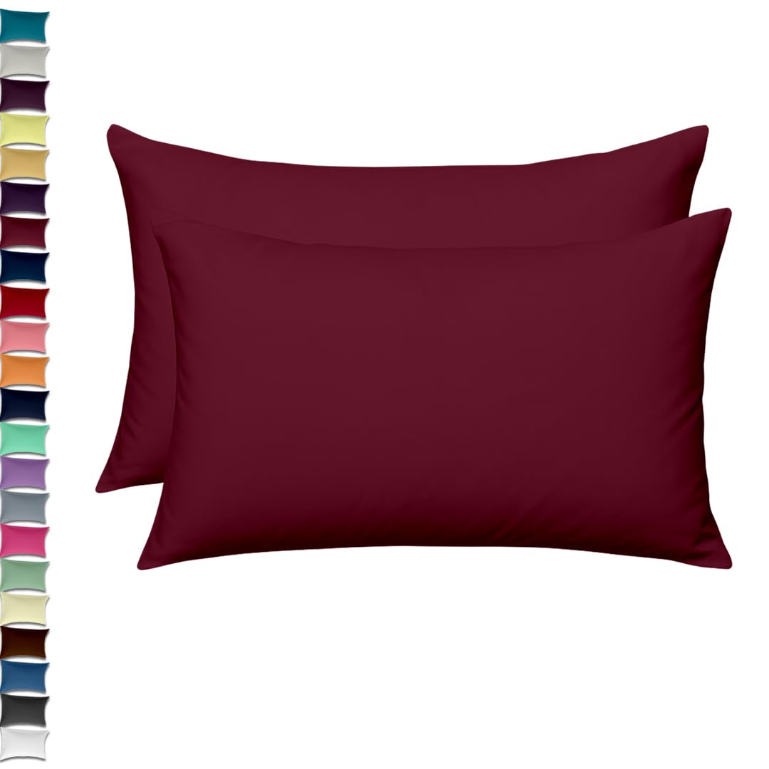 EGYPTO LUXURY 2 Pack Wine Pillow Cases – Soft & Breathable – Wrinkle-Free Housewife Cover – Standard UK Size – 50cm x 75cm