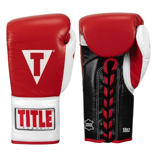 Title Classic Pro Fight Gloves: Boxing Gloves, Kickboxing Gloves, Punching Gloves, Boxing Gloves Men, Boxing Gloves Women, Fight Gloves, Boxing Equipment (Red/White/Black, 10 oz XL)