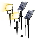 T-SUN Solar Spotlights, Solar Outdoor Spot Lights Warm White IP65 Waterproof Garden Lights Lawn Ligh