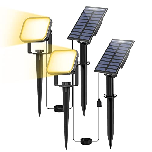 T-Sun Solar Spotlights, Solar Outdoor Spot Lights Warm White Ip65 Waterproof Garden Lights Lawn Light Outdoor Spotlight Auto On/Off For Garden Yard Lawn Path 1 In 1 2Pack #TOP20