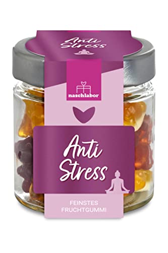 Anti Stress Fruchtgummis | Deine Portion Gummibärchen gegen den Stress | Nervennahrung fürs Büro oder die Uni | Geschenkglas | Anti Stress Gummibärchen im Geschenkglas