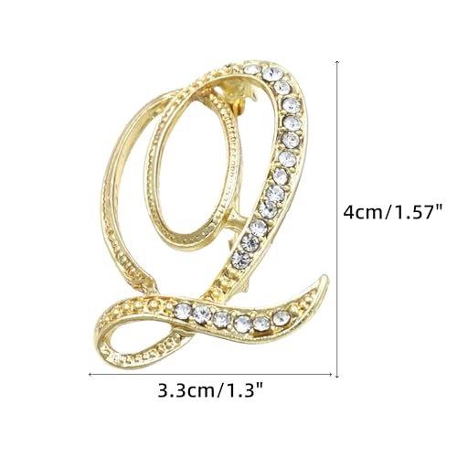 Image of Rhinestone Initial Brooch Pin for Women, Alphabet Gold Letter Brooch A-Z with Crystal, Metal Pin for Hat Bag Dress Suit Accessory for Men