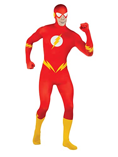 RUBIE'S DC officiel - THE FLASH - Déguisement ADULTE entrée de gamme - Taille Adulte Unique - Déguisement Adulte Seconde Peau - Taille M à L - Justice League The Flash -,
