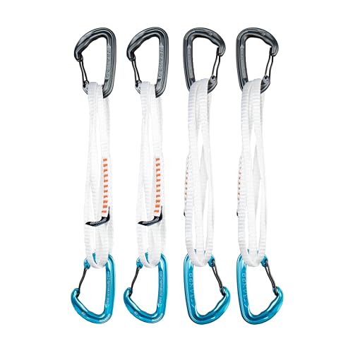 TRANGO Quantum Alpine Draw Extender w/AtØmic Sling (Cyan 4 Pack, 60cm-20kN) | Rock Climbing & Alpine