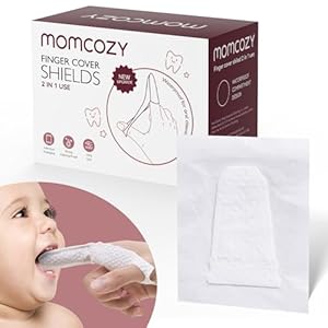 Momcozy Baby-Fingerzahnbürste mit Zungenreiniger und Zahnfleischtüchern, 30 Stück