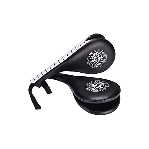 Taekwondo-Kick-Pads-Target-Durable-TKD-Kicking-Targets-Training-Paddles-Double-Strike-Pads-for-Kickboxing-and-Karate-Training-Striking-Pads-Black2-PCS Taekwondo Kick Pads, Target Durable TKD Kicking Targets Training Paddles, Double Strike Pads for Kickboxing and Karate Training Striking Pads (Black,2 PCS)